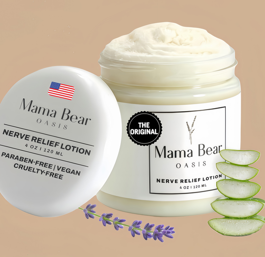 Mama Bear Oasis Neuropathy Nerve Relief Cream – Maximum Strength Lotion with Magnesium, Arnica, MSM, Aloe Vera & Vitamin B6 – Comfort for Feet, Hands, Legs & Toes